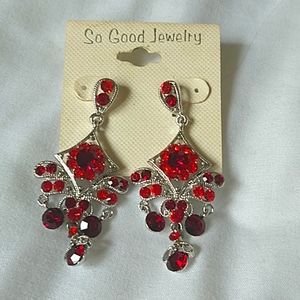 Red Chandelier Drop Earrings